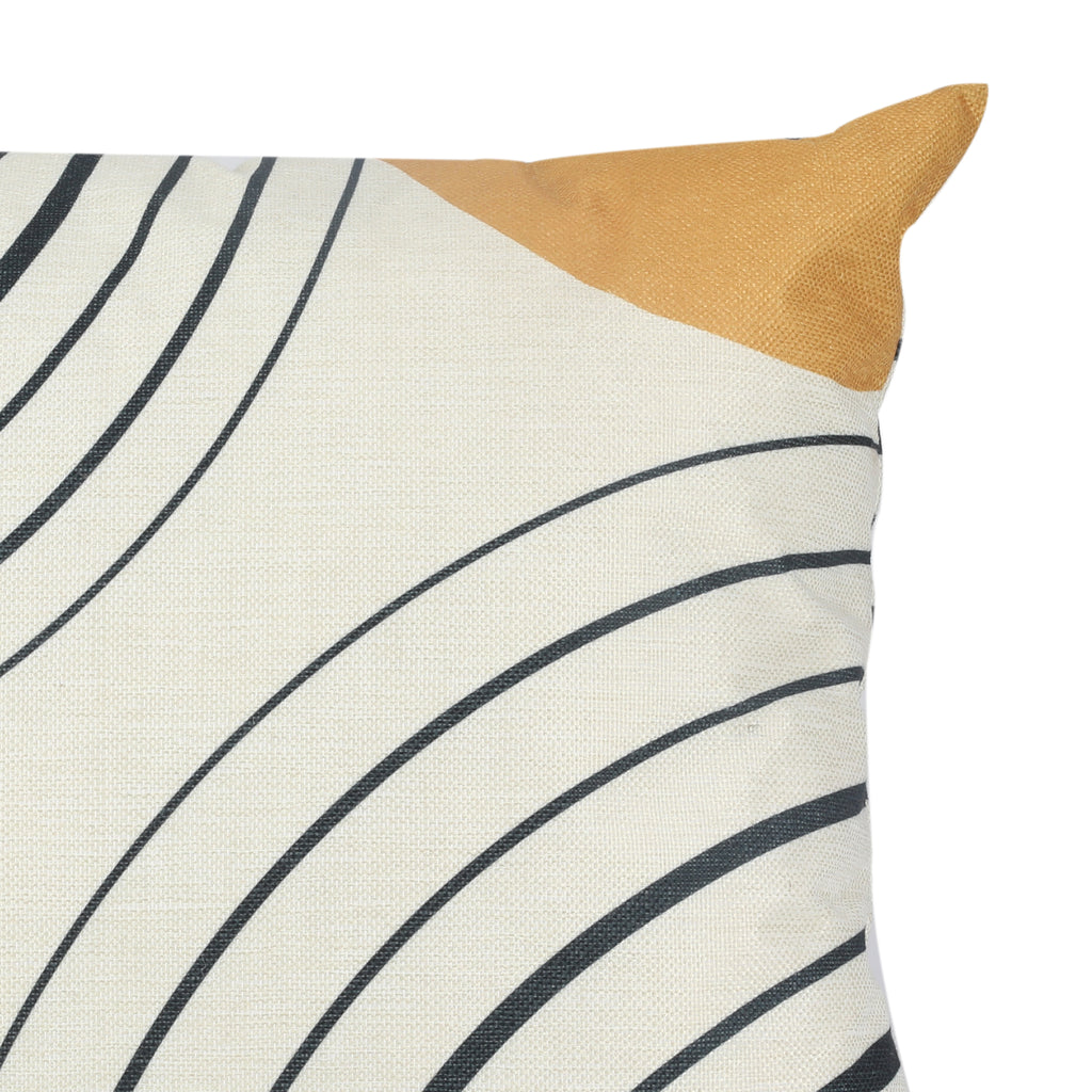 White & Yellow Pillow with Dark Stripes