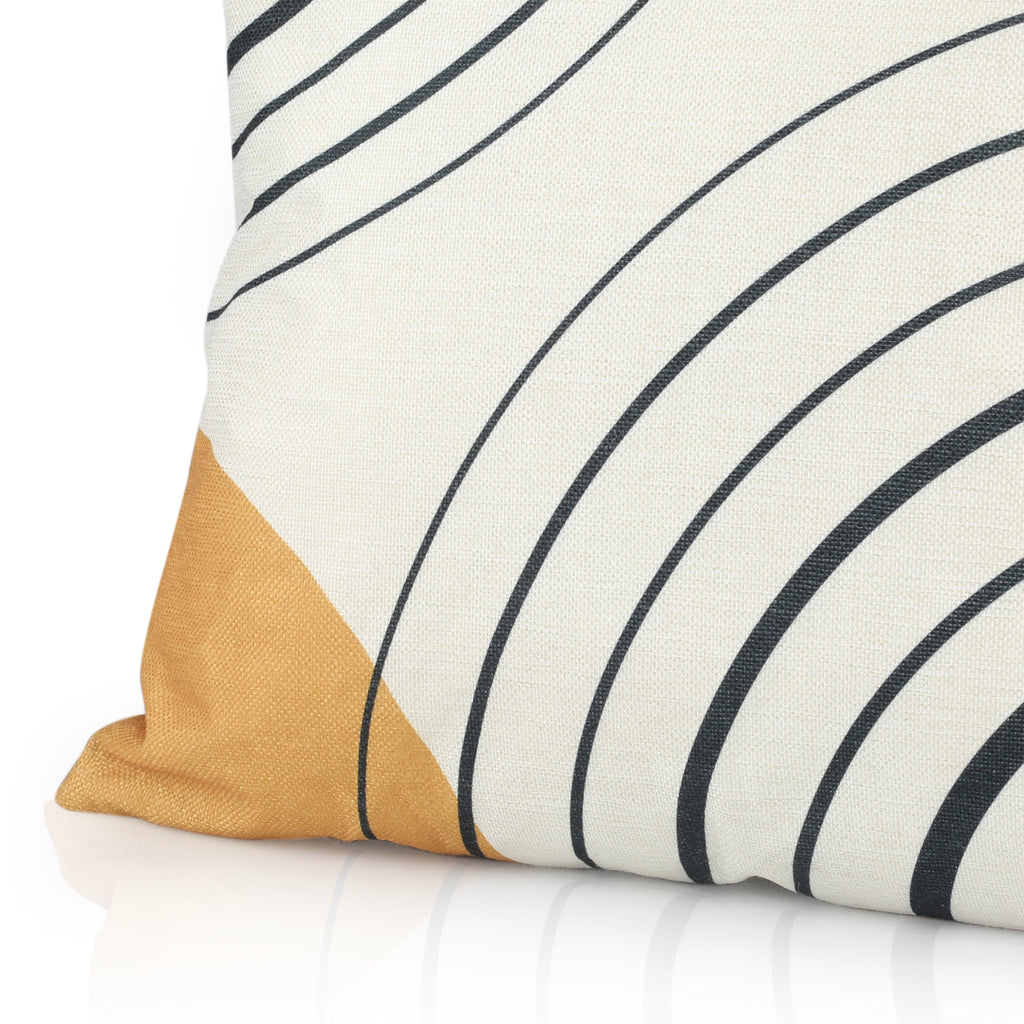 White & Yellow Pillow with Dark Stripes