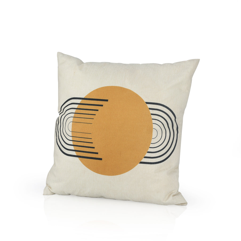 White Throw Pillow With Yellow Circle