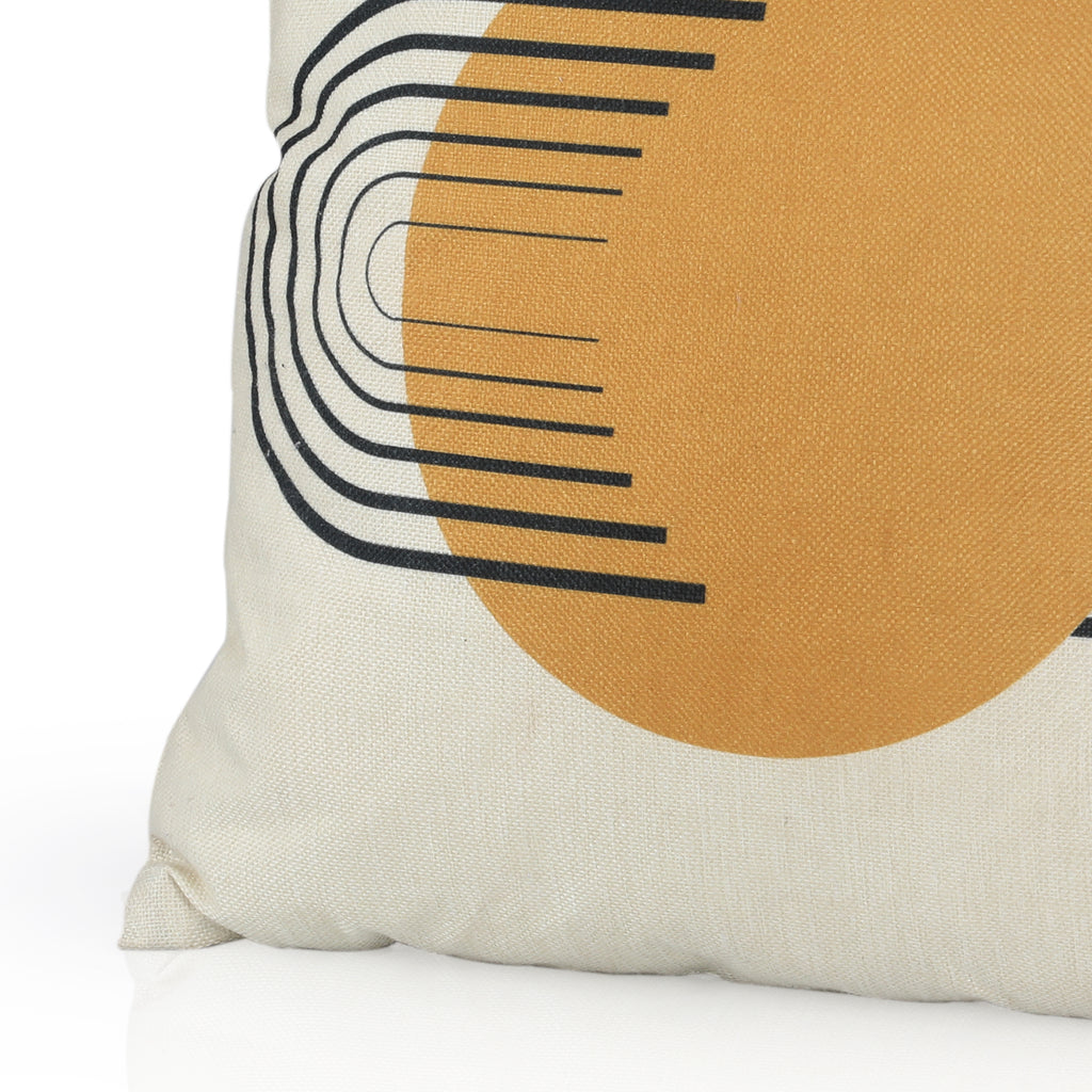 White Throw Pillow With Yellow Circle