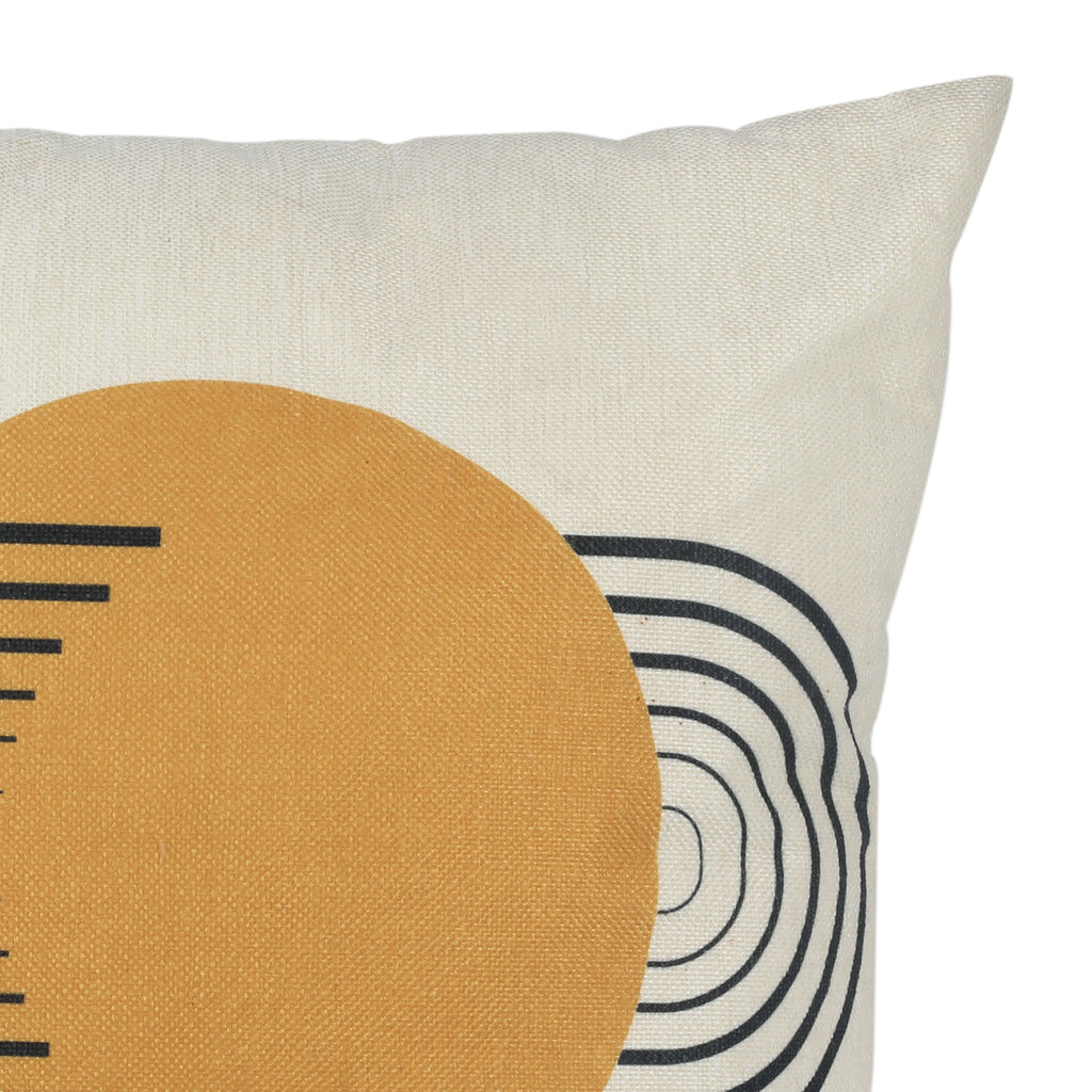 White Throw Pillow With Yellow Circle