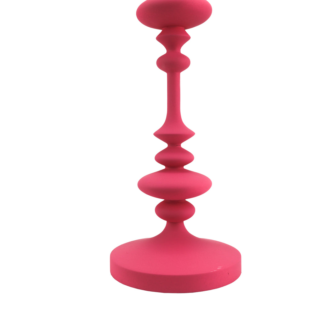 Tall Pink Painted Candlestick Holder (Pair)