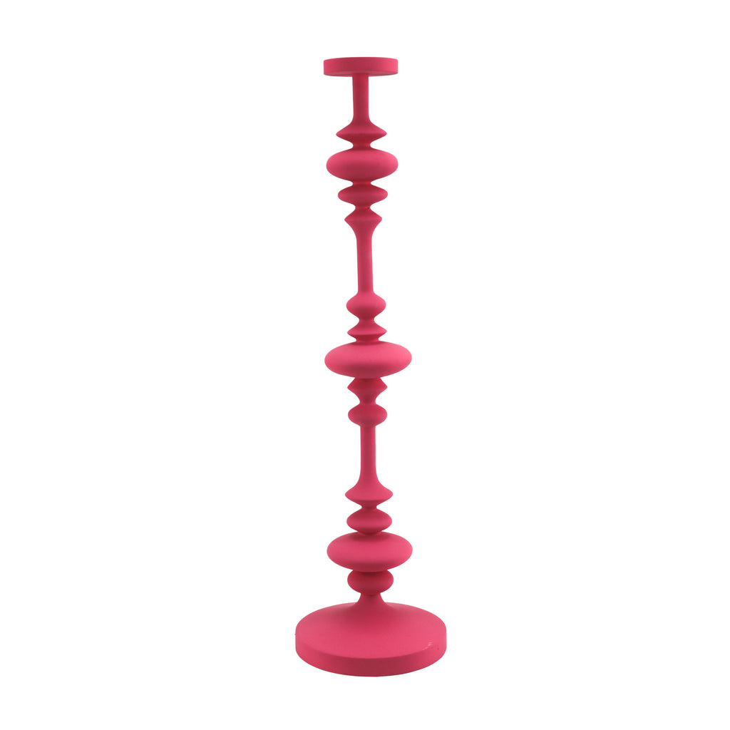 Tall Pink Painted Candlestick Holder (Pair)