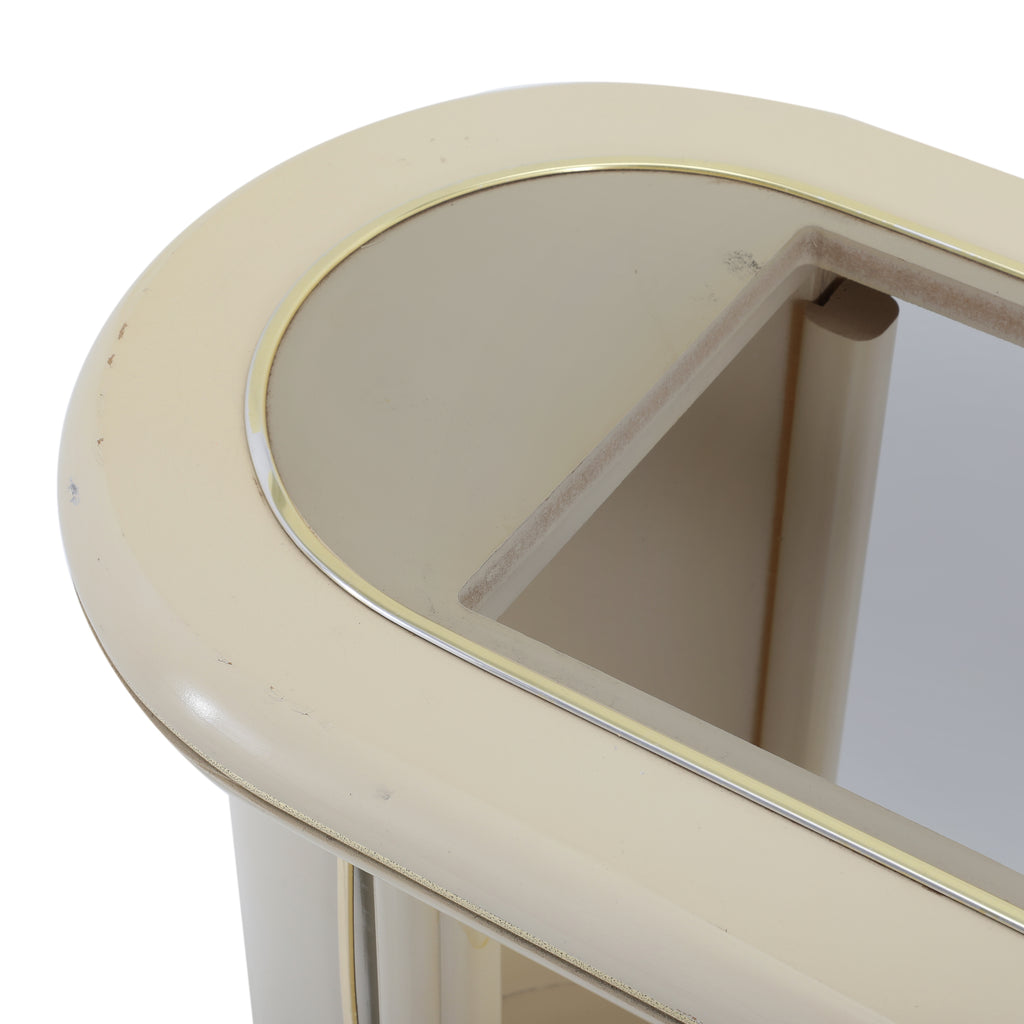 White Cream Lacquer Rolling Console