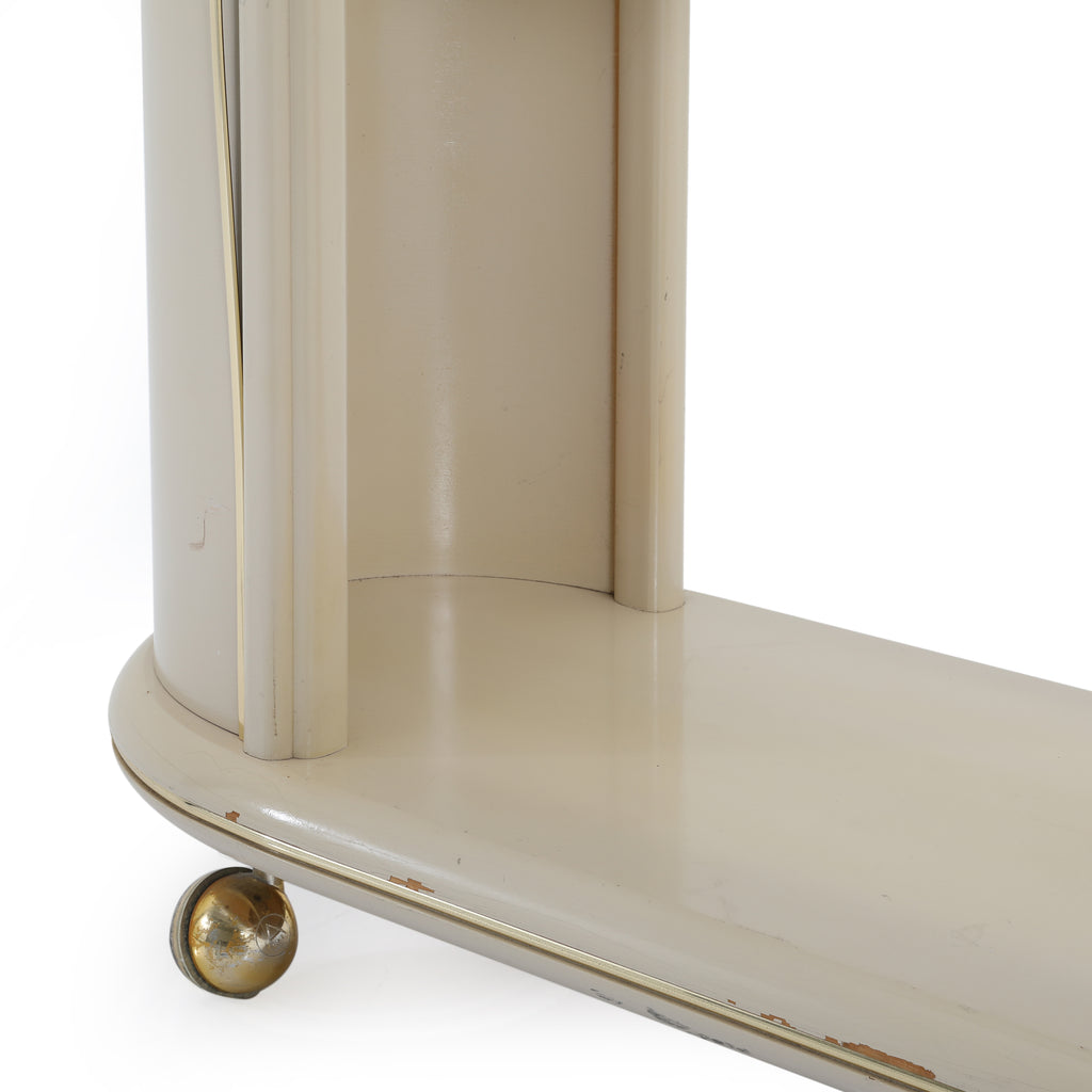 White Cream Lacquer Rolling Console