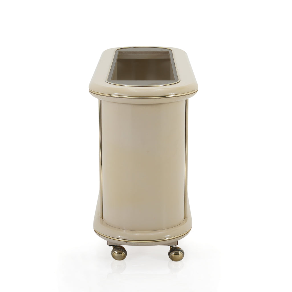 White Cream Lacquer Rolling Console