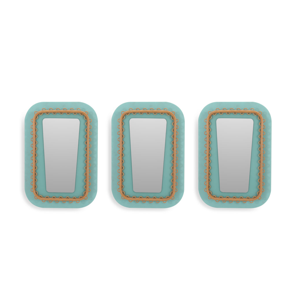 Teal Wood Framed Wall Mirror