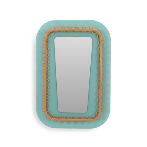 Teal Wood Framed Wall Mirror