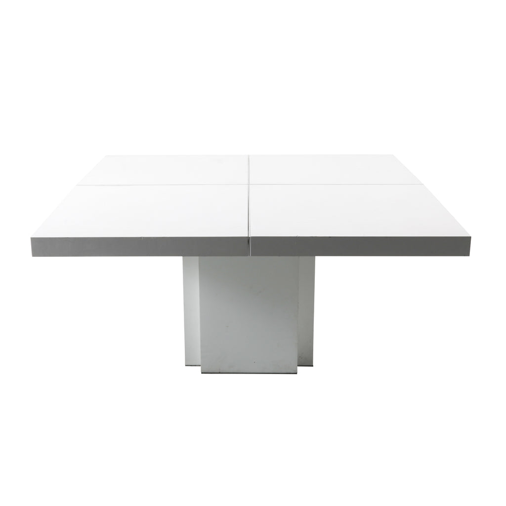 White Glossy Four Square Top Table