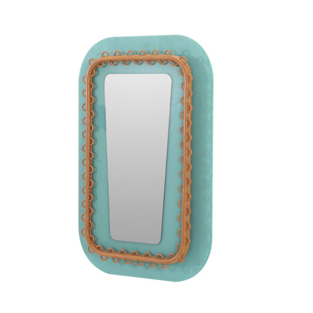 Teal Wood Framed Wall Mirror