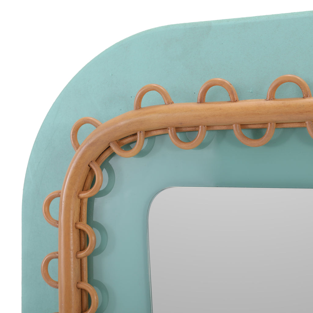 Teal Wood Framed Wall Mirror