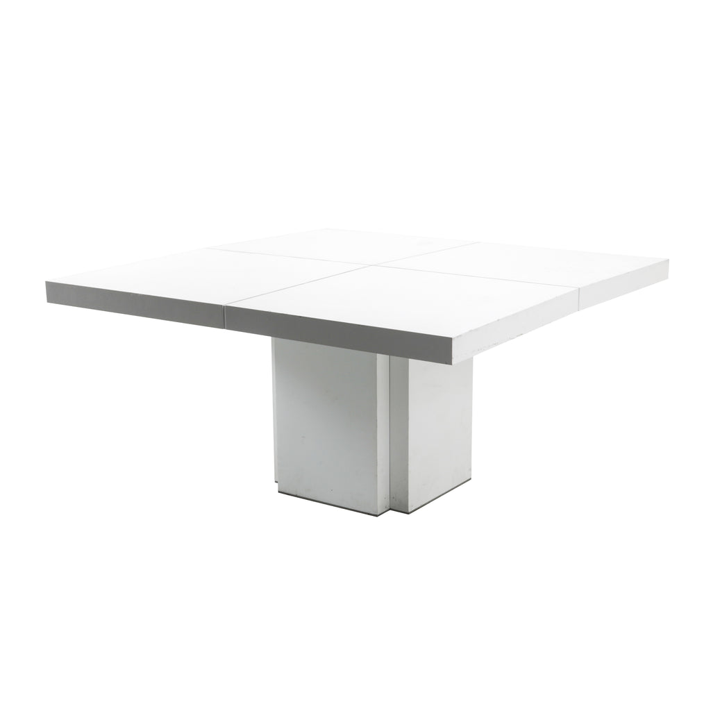 White Glossy Four Square Top Table