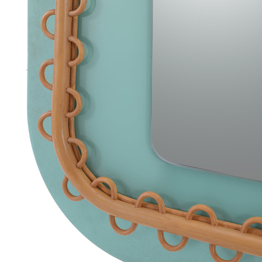Teal Wood Framed Wall Mirror