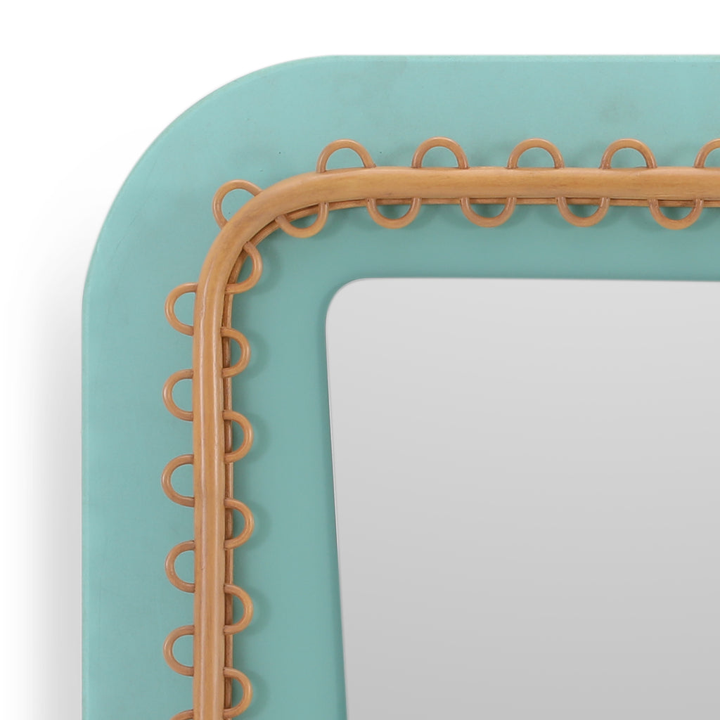 Teal Wood Framed Wall Mirror