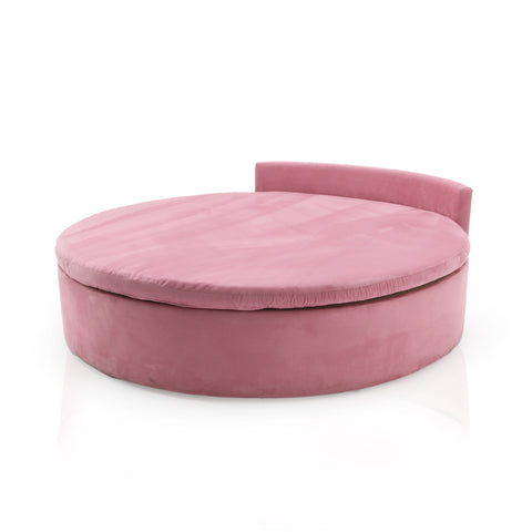 Large Round Pink Velvet Bed