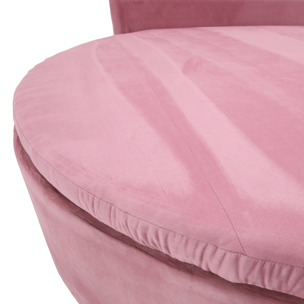 Large Round Pink Velvet Bed