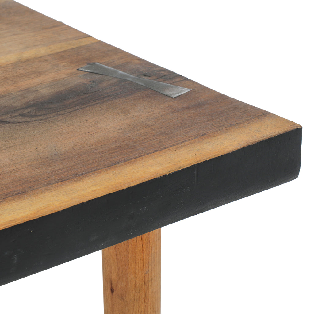 Wood Slab / Black Coffee Table