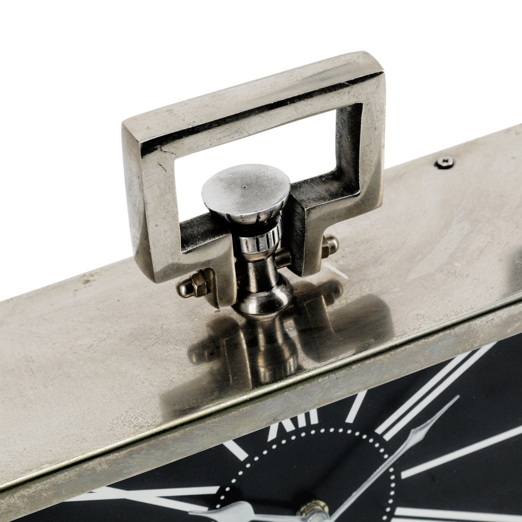 Chrome / Black Vintage Rectangular Table Clock