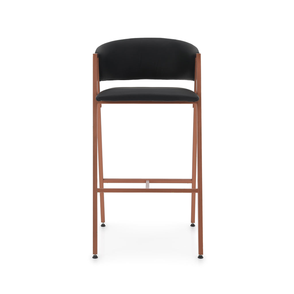 Rose Gold & Black Leather Bar Stool
