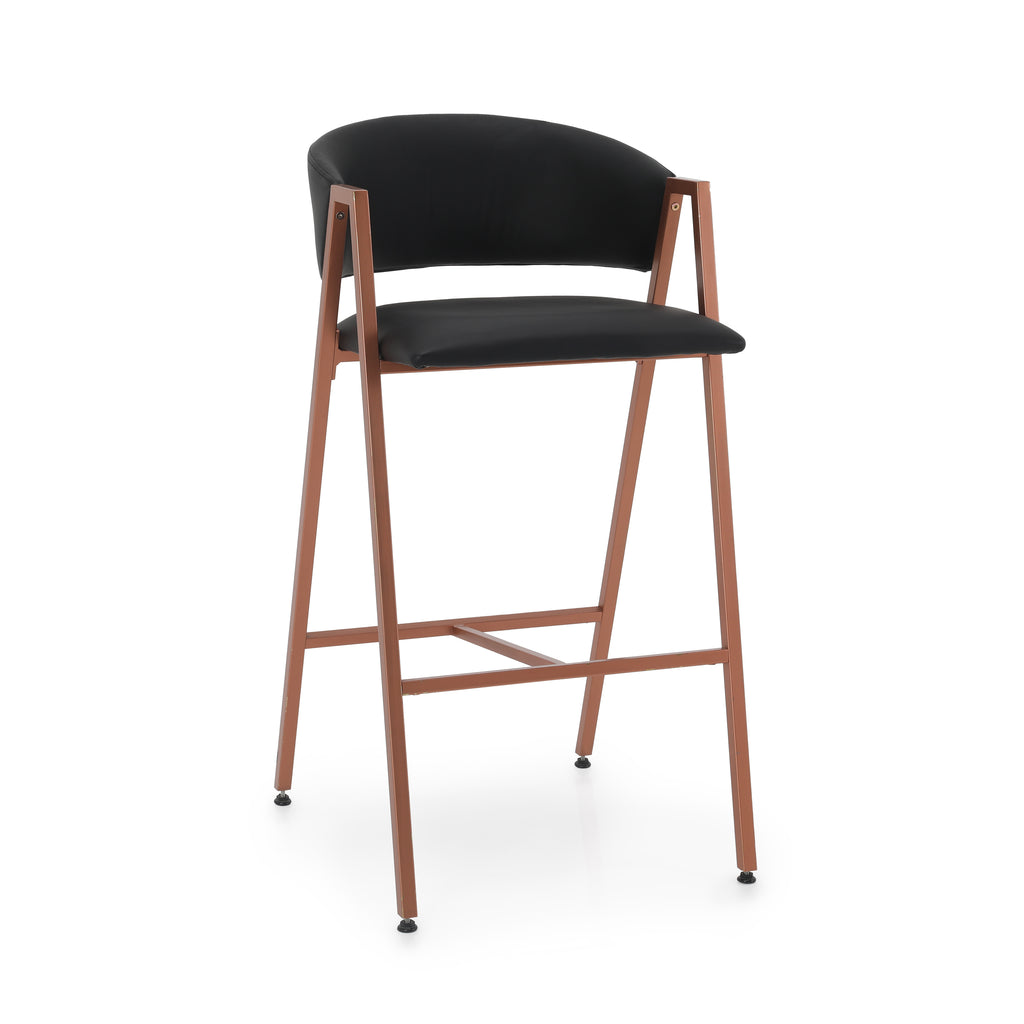 Rose Gold & Black Leather Bar Stool