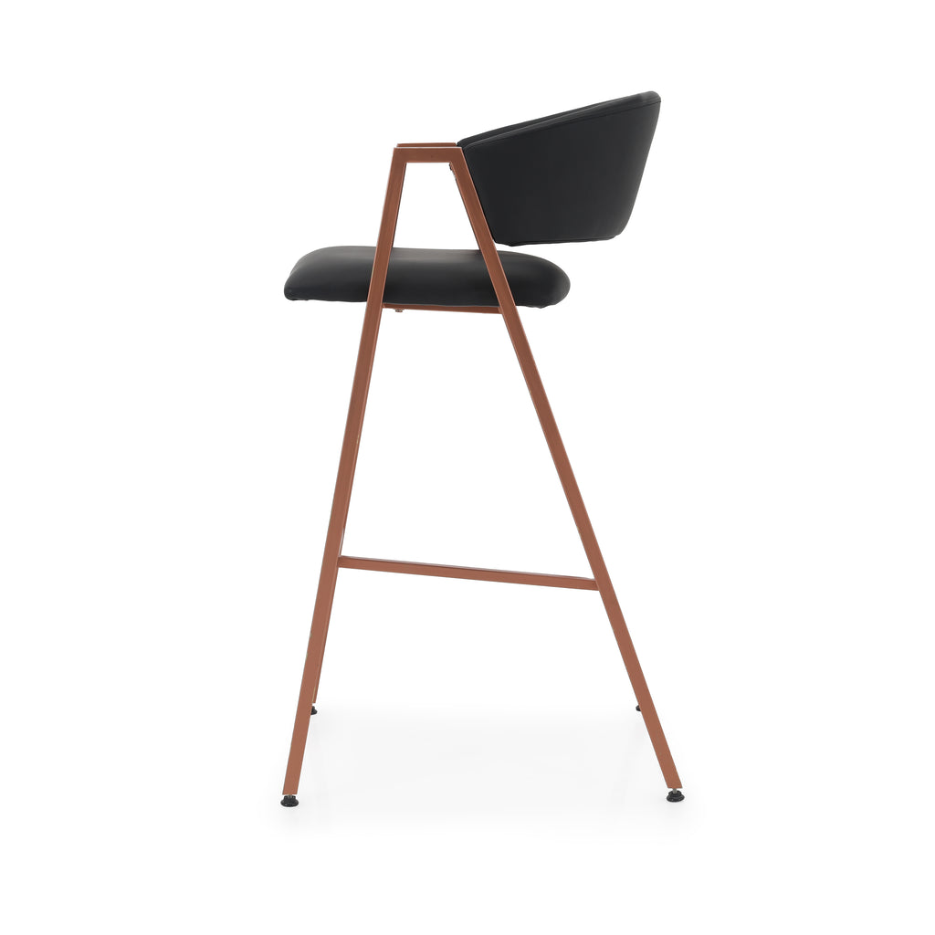 Rose Gold & Black Leather Bar Stool