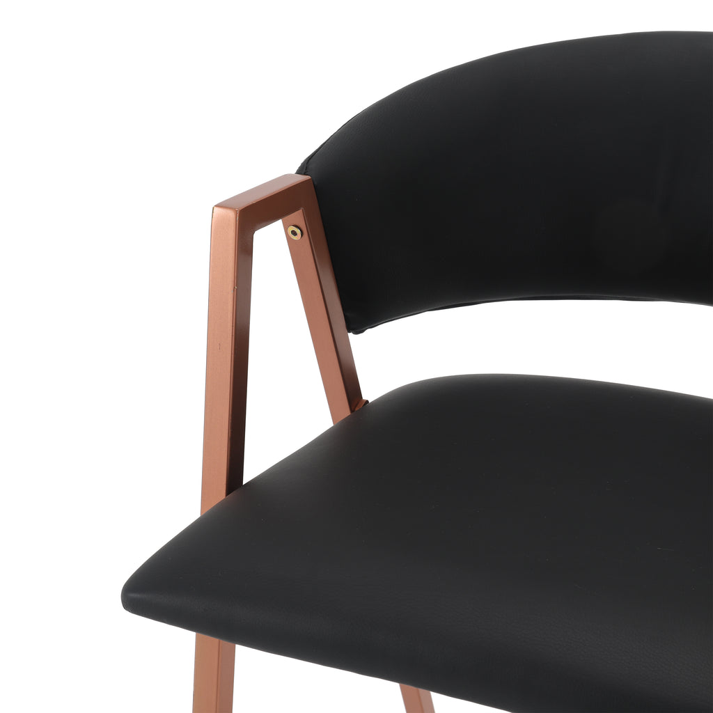 Rose Gold & Black Leather Bar Stool