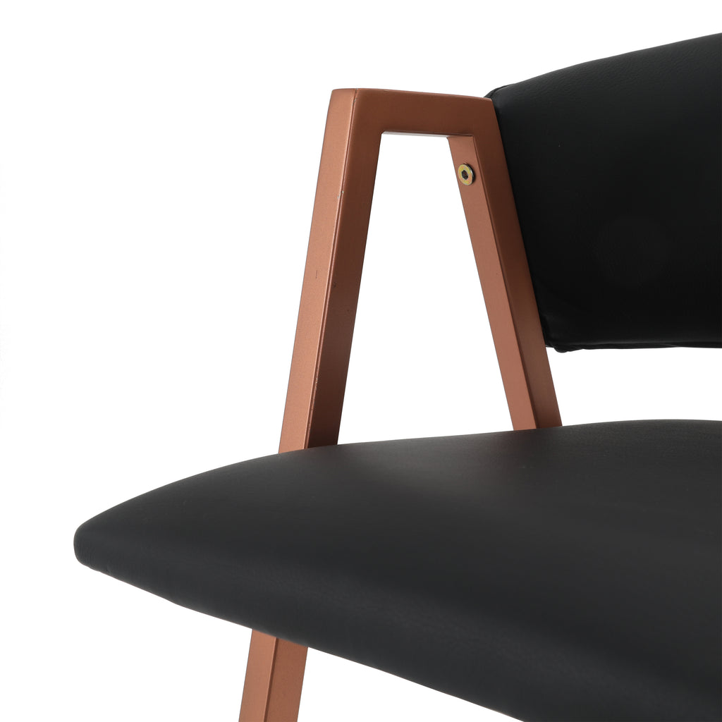 Rose Gold & Black Leather Bar Stool
