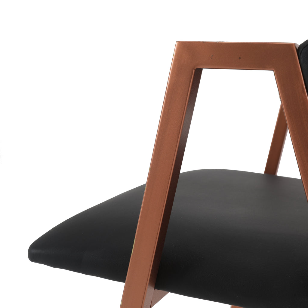 Rose Gold & Black Leather Bar Stool