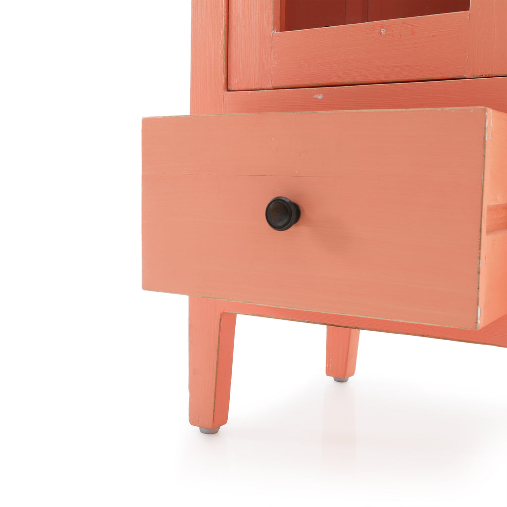 Pink Cabinet w/ 2 Shelves & Drawer