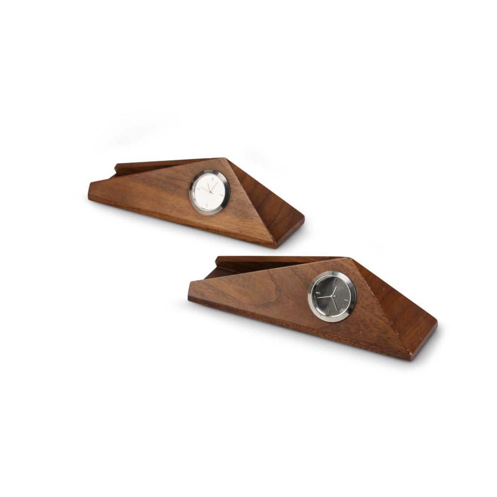 Small Triangular Wood Desk Clock