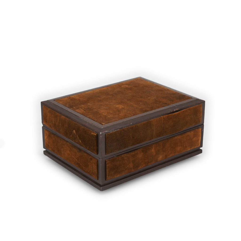 Brown Suede Corded Rotary Box Phone