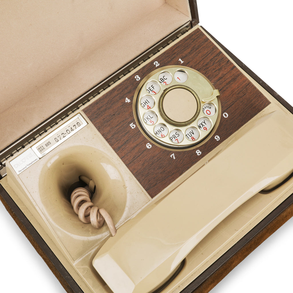Brown Suede Corded Rotary Box Phone