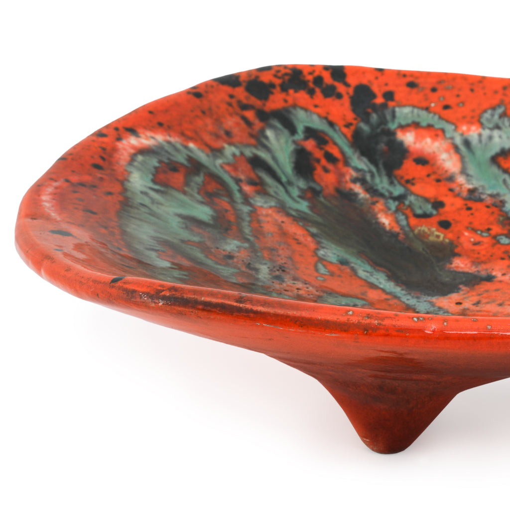 Orange Splatter Ceramic Large Triangle Dish Plate