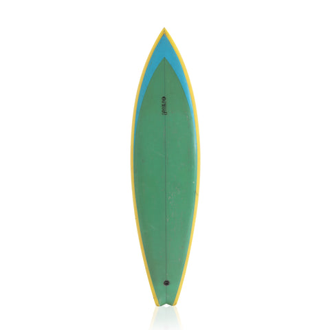 Green Surfboard w/ Blue Trim and Yellow Border/Back