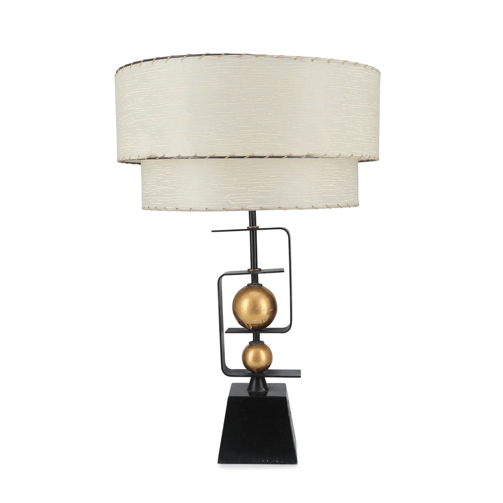 Black Lamp with Gold Spheres
