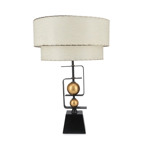 Black Lamp with Gold Spheres