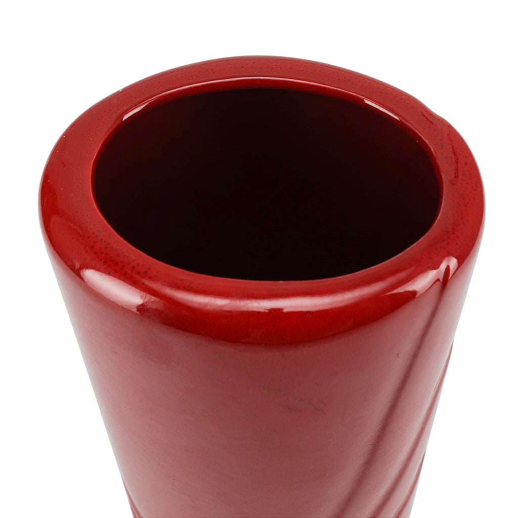 Red Ceramic Deco Cylinder Vase (A+D)