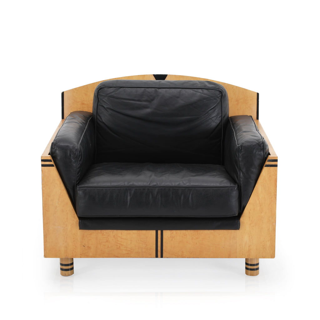 Italian Birdseye Wood Shell Arm Chair