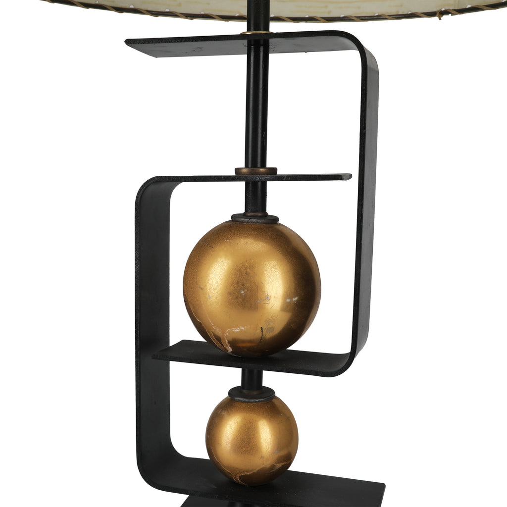 Black Lamp with Gold Spheres