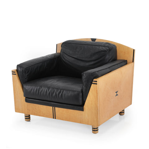 Italian Birdseye Wood Shell Arm Chair