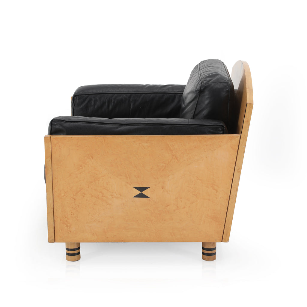 Italian Birdseye Wood Shell Arm Chair