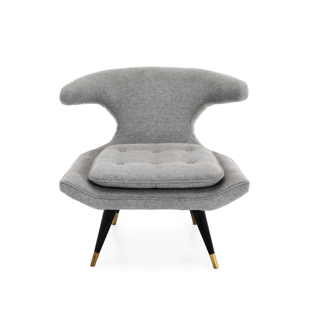Grey Wingback Chair w/ Tufted Cushion