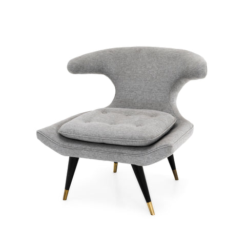 Grey Wingback Chair w/ Tufted Cushion