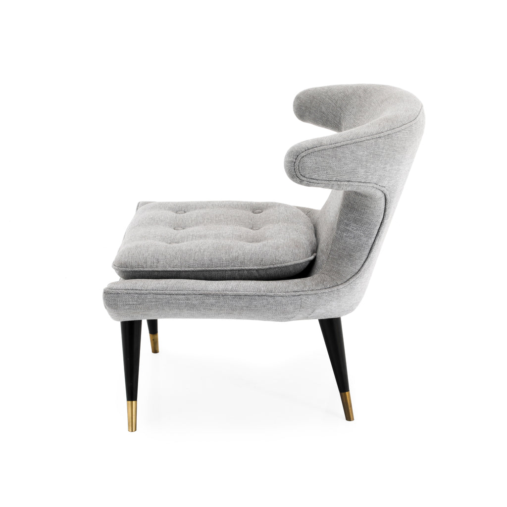 Grey Wingback Chair w/ Tufted Cushion
