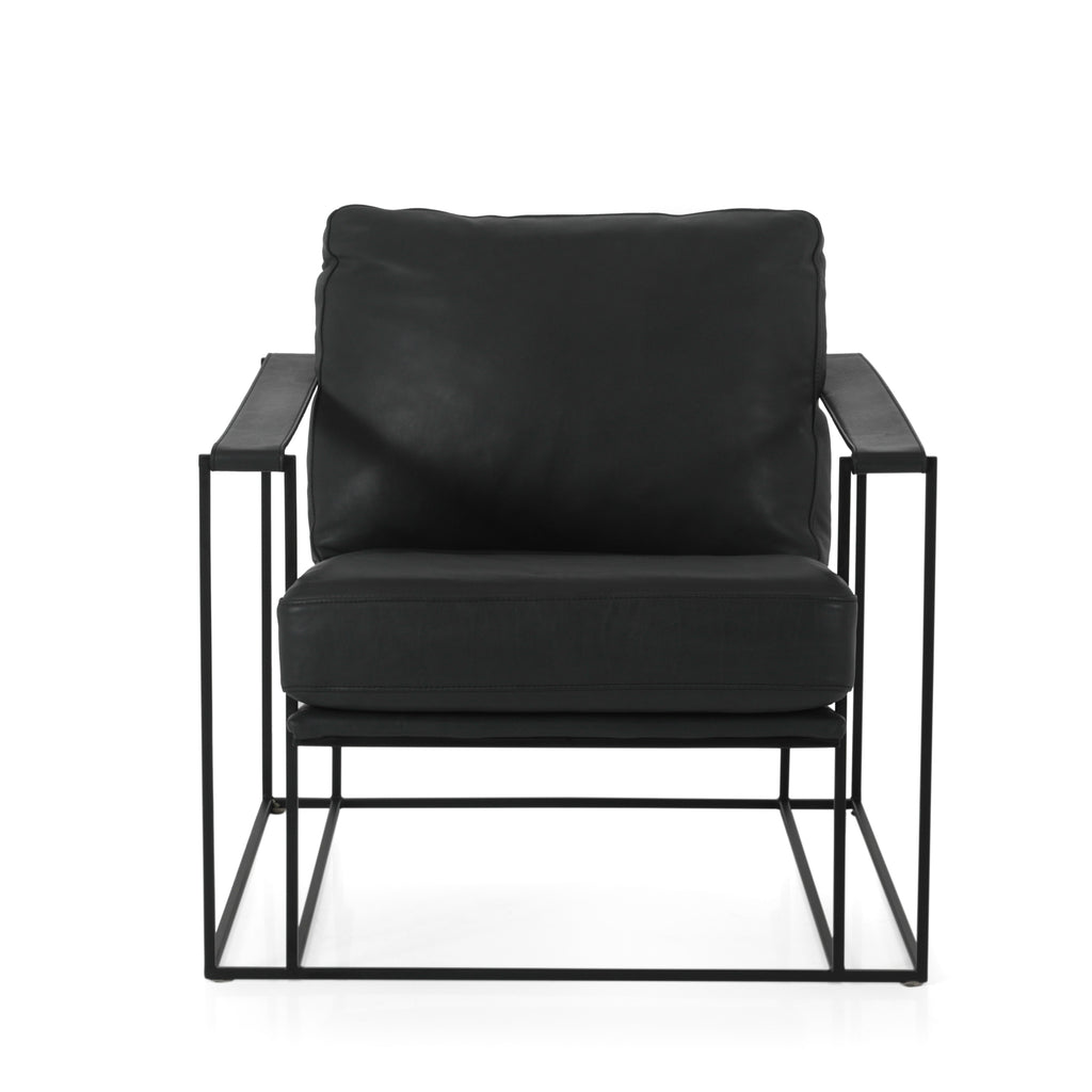 Black Vinyl / Metal Arm Chair