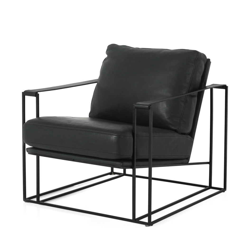 Black Vinyl / Metal Arm Chair