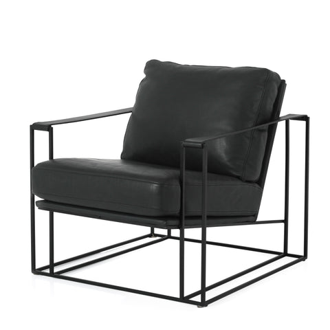 Black Vinyl / Metal Arm Chair