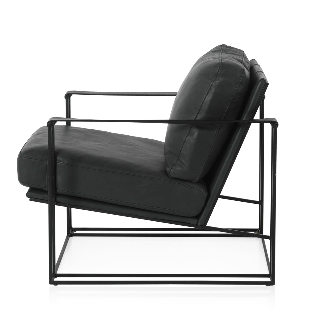 Black Vinyl / Metal Arm Chair