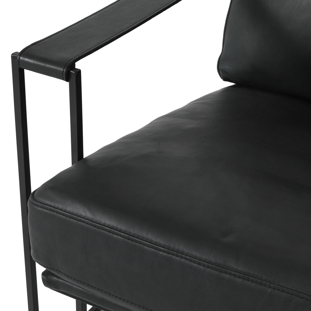 Black Vinyl / Metal Arm Chair