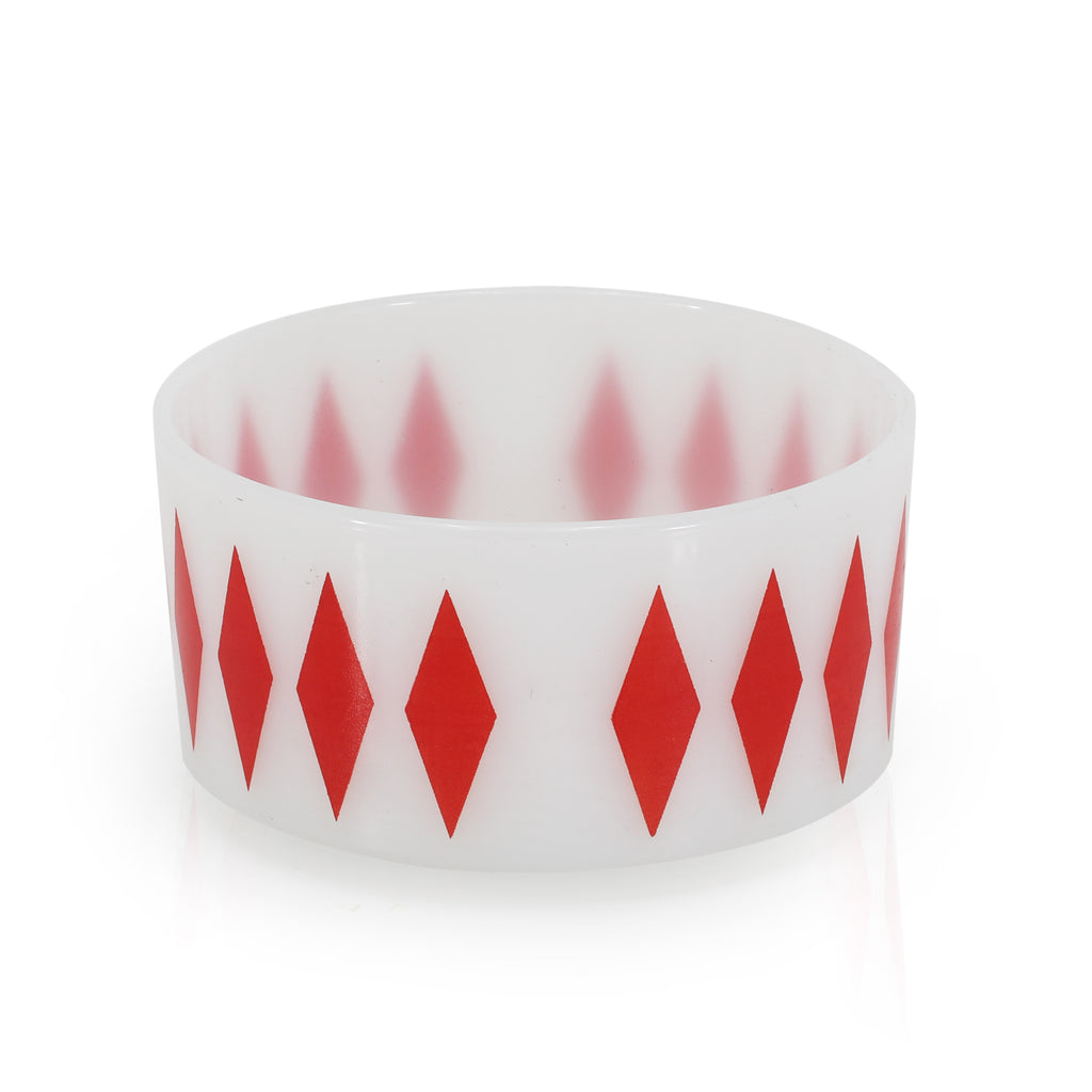 Small White Dish with Red Diamonds (A+D)